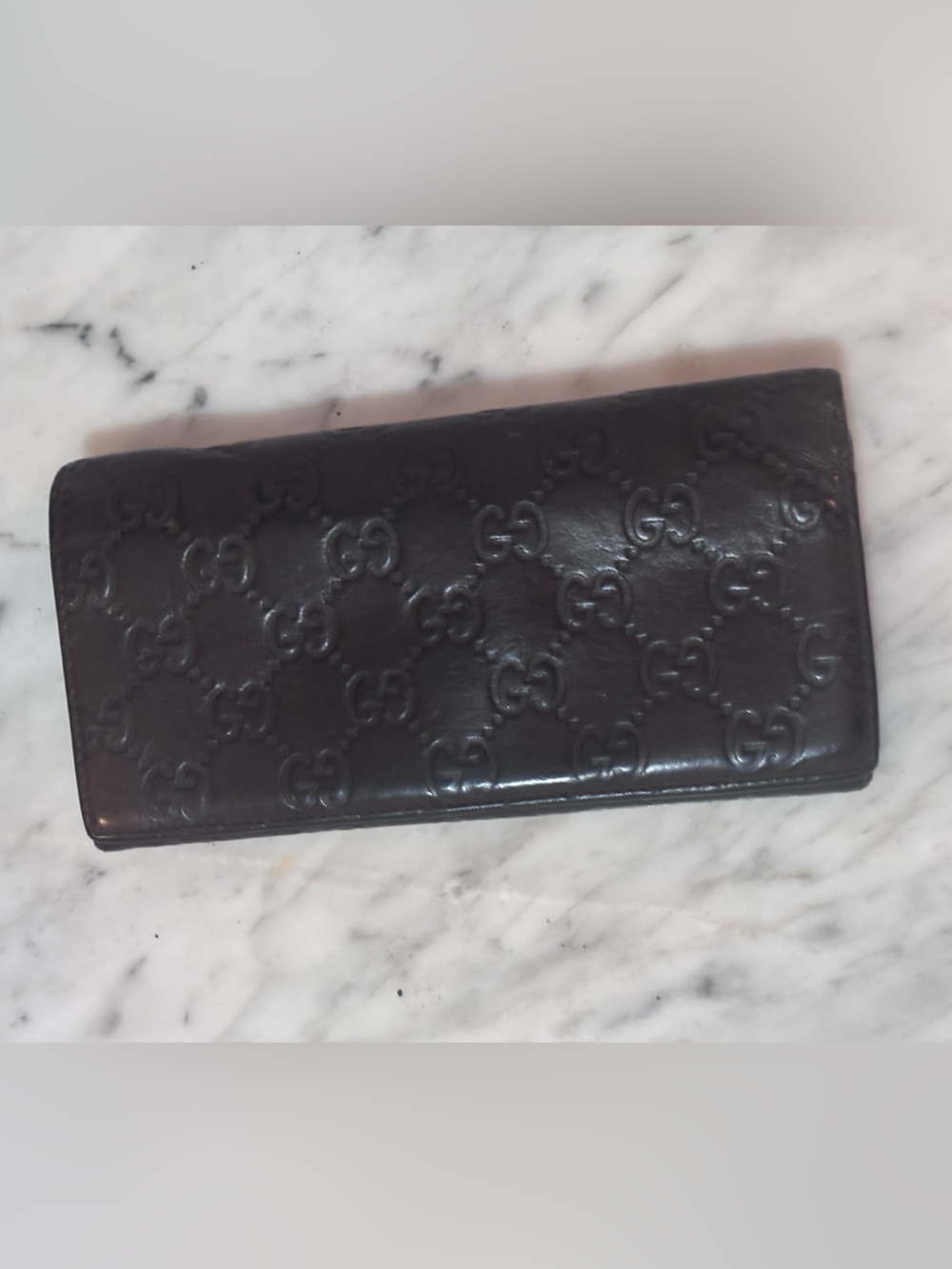 Gucci Guccissima Dark Brown Leather Continental Flap Wallet